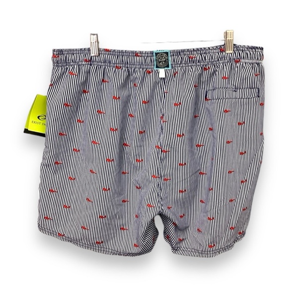 Exist Swim Mens 5” Drawstring Swim Trunks, Blue Stripes, size XXL - Picture 2 of 8